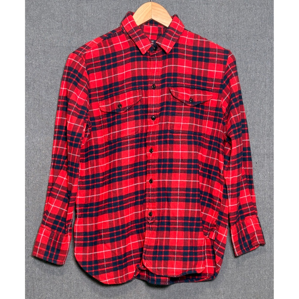 Madewell‎ Womens Red Navy Blue Plaid Flannel Button Down Shirt E4784 Size S